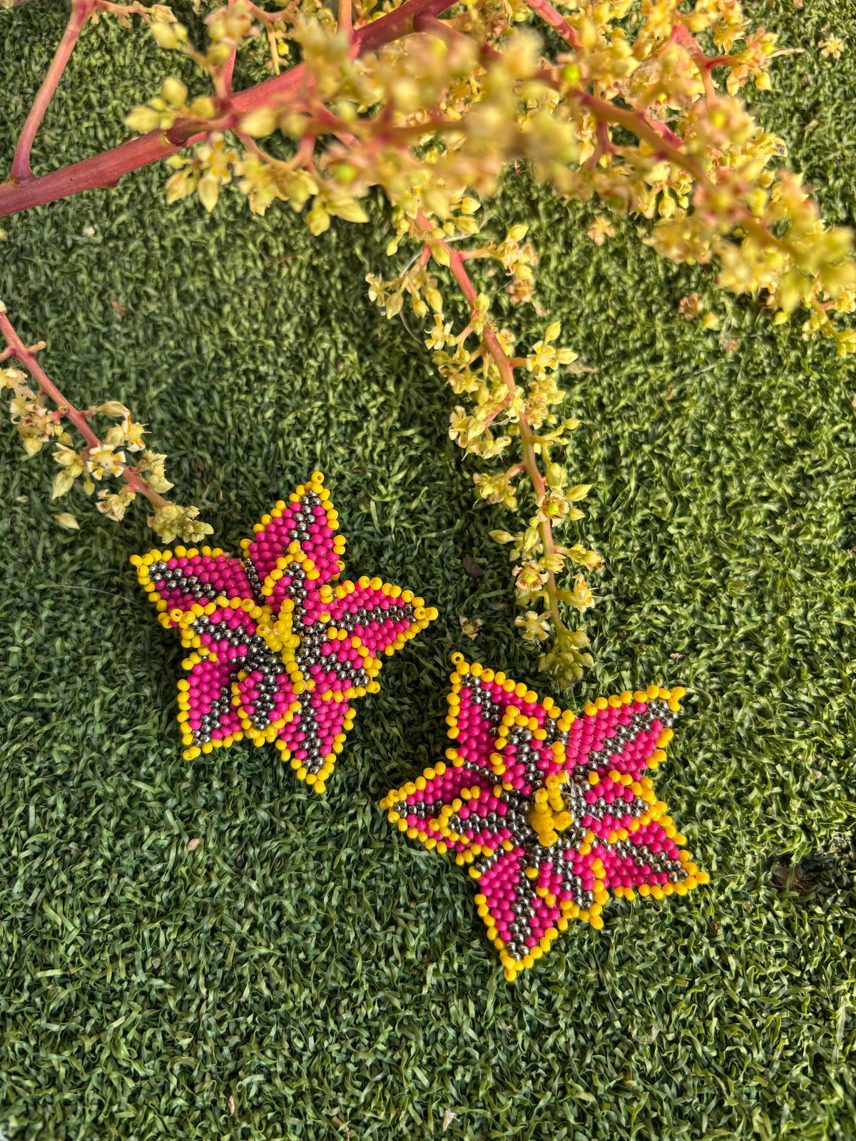 Star Petal Handmade Beaded Earrings